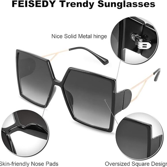 Light shape design ~ large square sunglasses - Picture 4 of 5